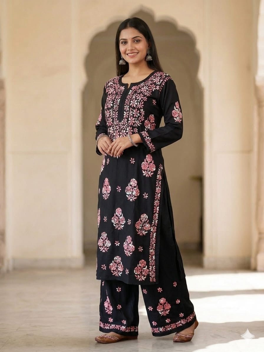 Rayon Co-ord Lightweight Big Buta set - Chikankari official