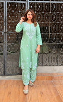 Rayon Co - ord white embroidered set - Chikankari official