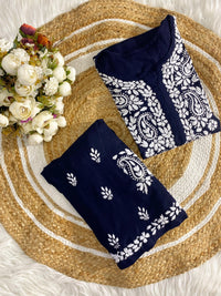 Rayon Co - ord white embroidered set - Chikankari official