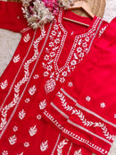Rayon crafted designed white thread 2pc Set - Chikankari official