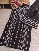 Rayon crafted designed white thread 2pc Set - Chikankari official