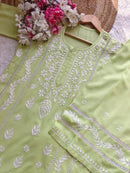 Rayon crafted designed white thread 2pc Set - Chikankari official