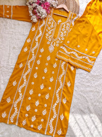 Rayon crafted designed white thread 2pc Set - Chikankari official