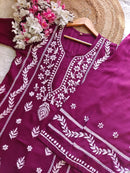 Rayon crafted designed white thread 2pc Set - Chikankari official