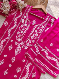 Rayon crafted designed white thread 2pc Set - Chikankari official