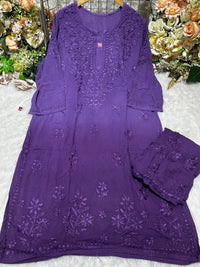 Rayon Daman 4 Buta Dyed Combo - Chikankari official
