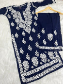 Rayon Daman Buta Co ord Set - Chikankari official