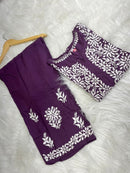 Rayon Daman Buta Co ord Set - Chikankari official