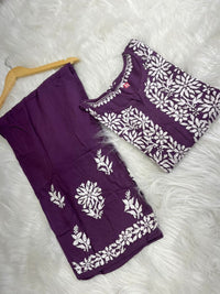 Rayon Daman Buta Co ord Set - Chikankari official