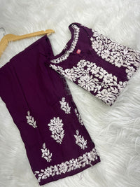 Rayon Daman Buta Co ord Set - Chikankari official