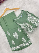 Rayon Daman Buta Co ord Set - Chikankari official