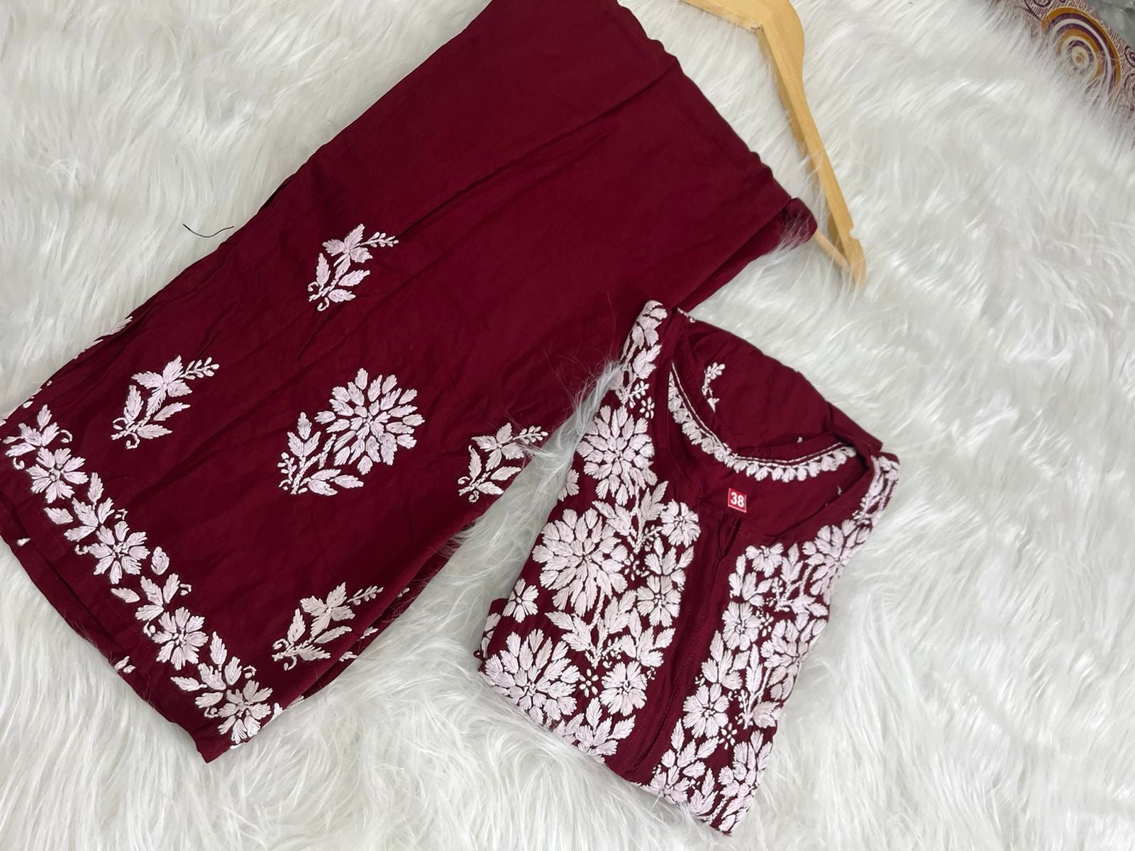Rayon Daman Buta Co ord Set - Chikankari official
