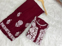 Rayon Daman Buta Co ord Set - Chikankari official