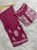 Rayon Daman Buta Co ord Set - Chikankari official