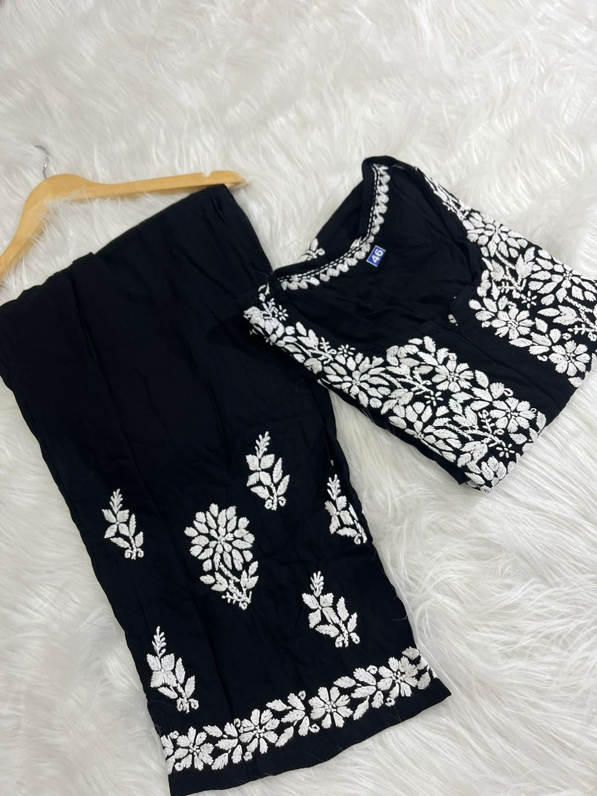 Rayon Daman Buta Co ord Set - Chikankari official