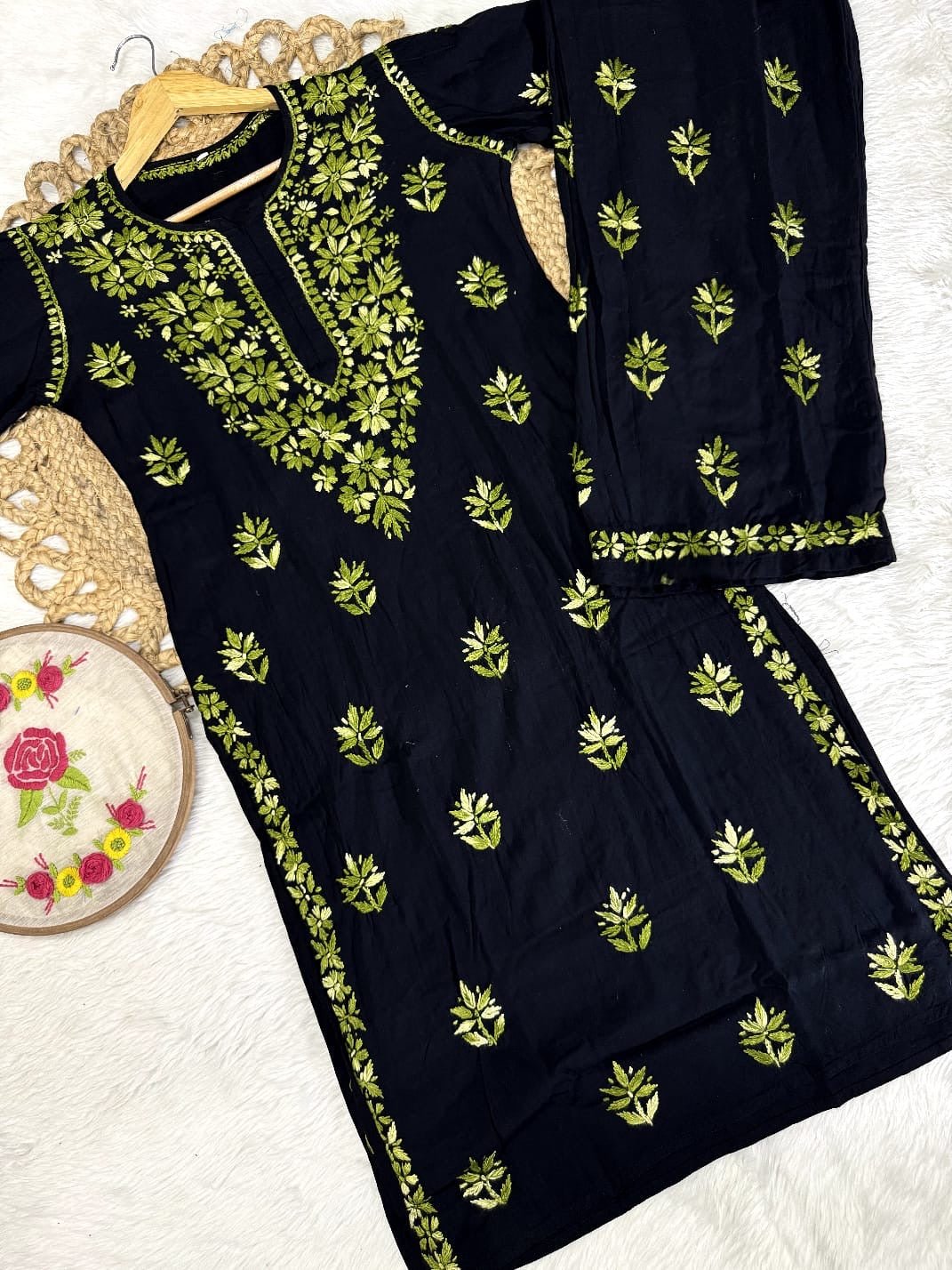 Rayon Dual thread Chikankari Co - ord - Chikankari official