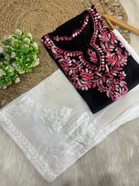 Rayon Dual Thread pink kurta - Chikankari official