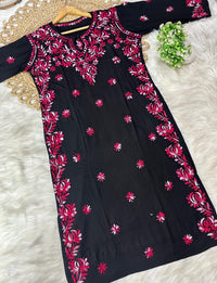 Rayon Dual Thread pink kurta - Chikankari official