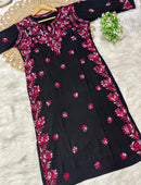 Rayon Dual Thread pink kurta - Chikankari official