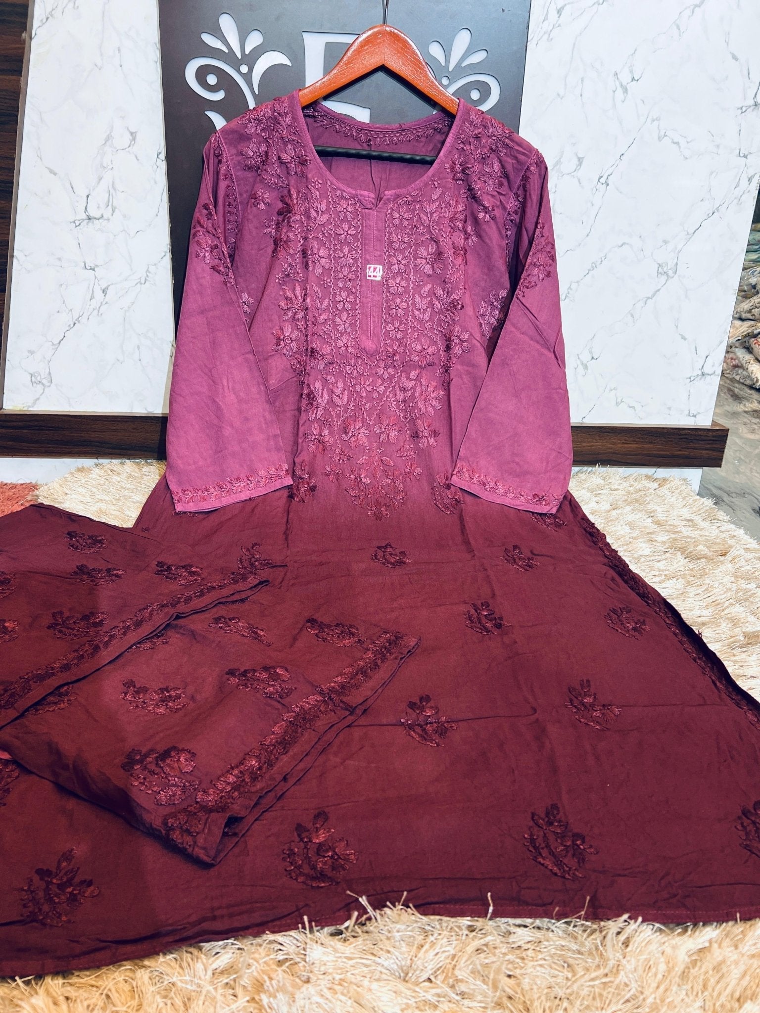 Rayon Dyed Chikankari Set - Chikankari official