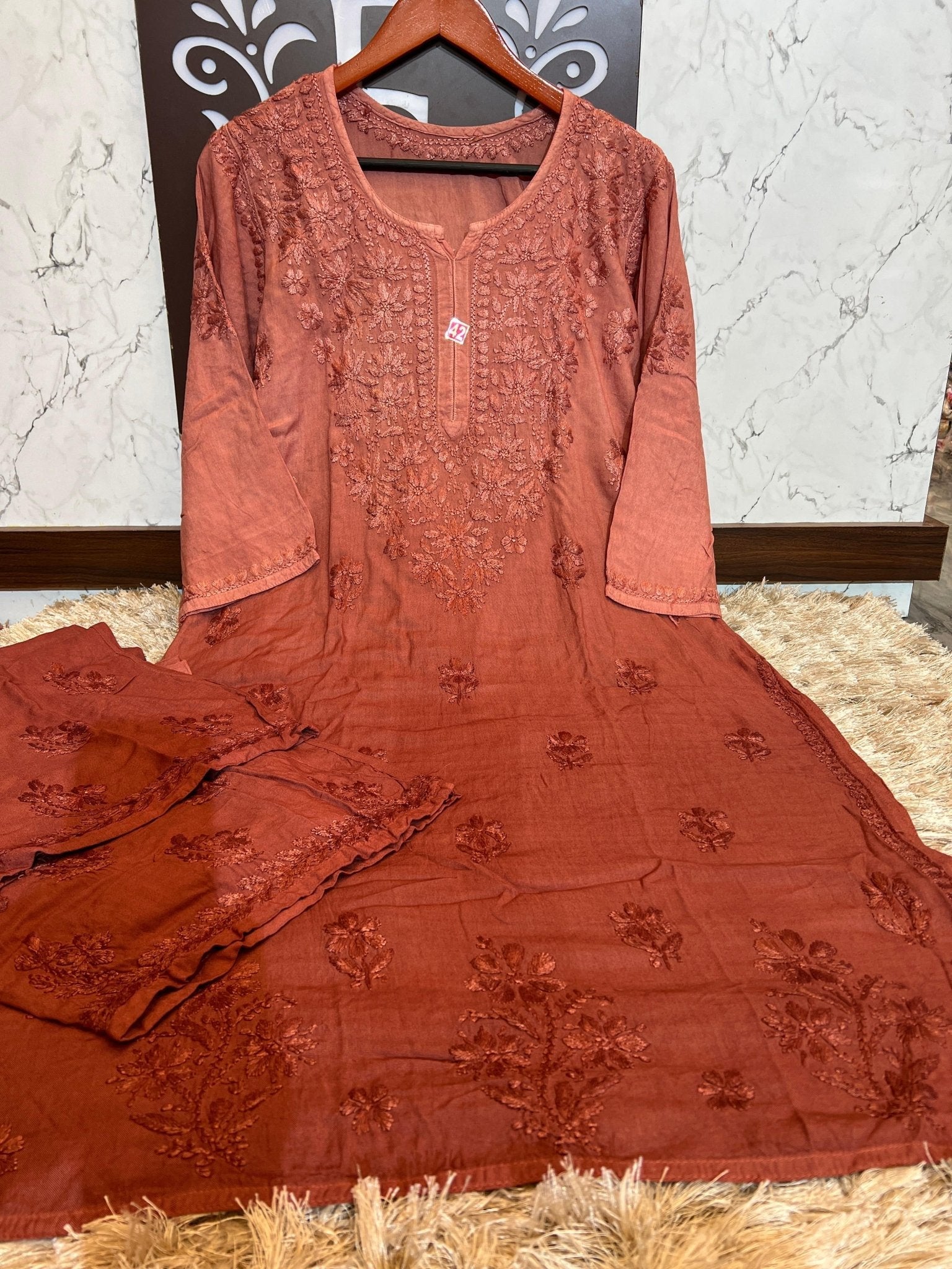 Rayon Dyed Chikankari Set - Chikankari official