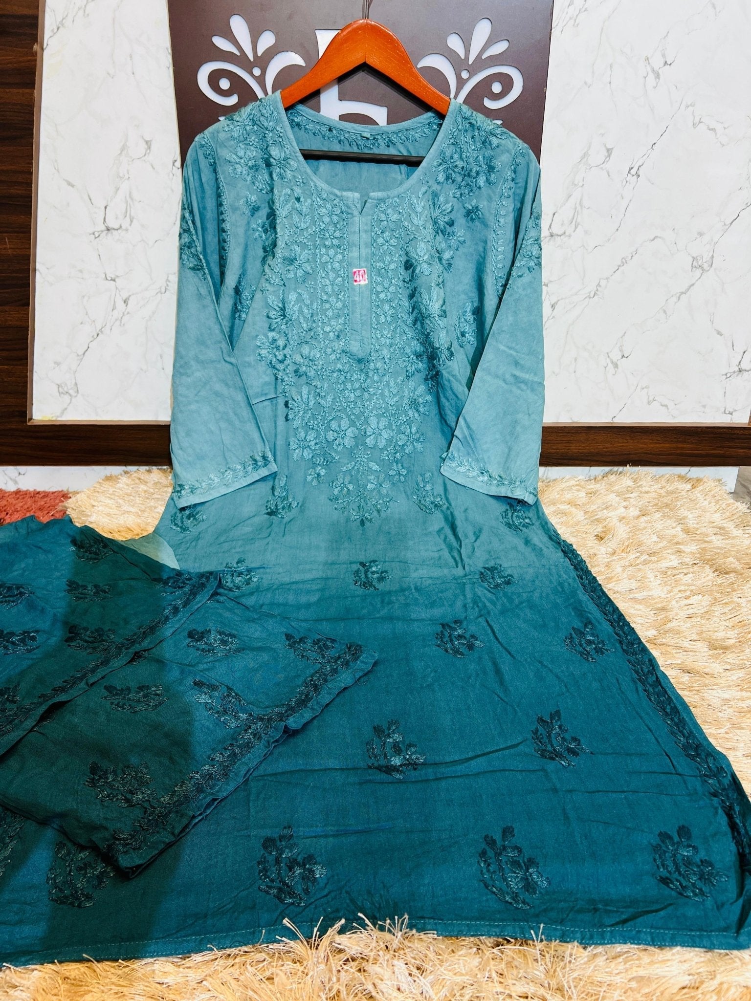 Rayon Dyed Chikankari Set - Chikankari official