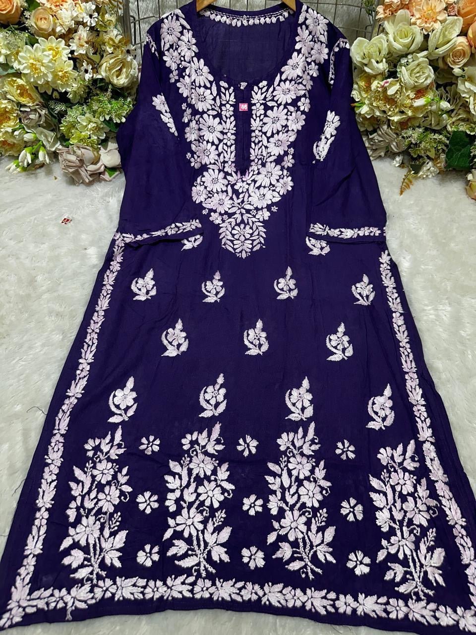 Rayon Fancy Heavy Bota Kurta - Chikankari official
