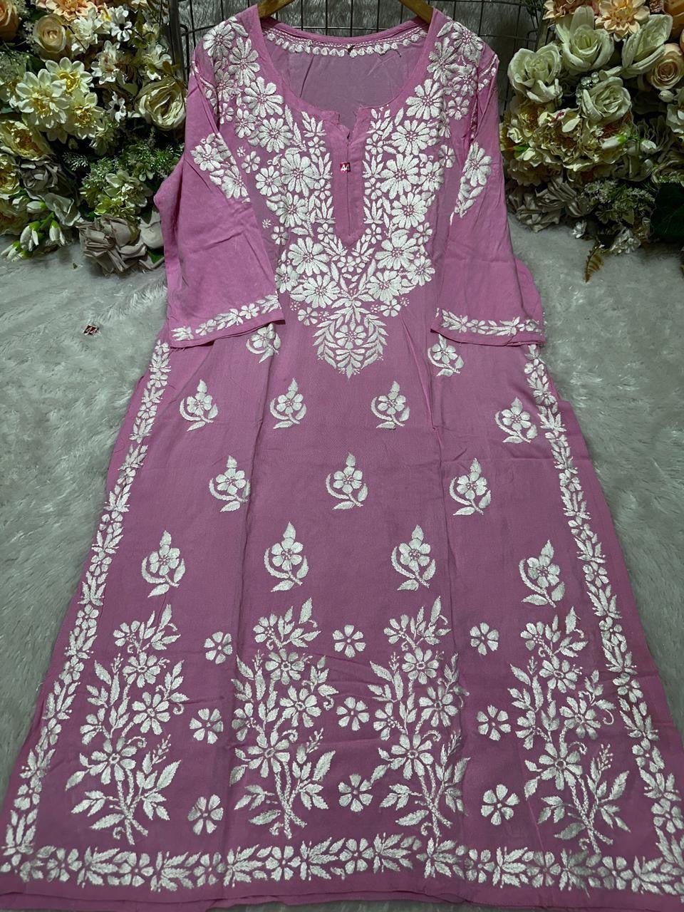 Rayon Fancy Heavy Bota Kurta - Chikankari official