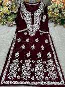 Rayon Fancy Heavy Bota Kurta - Chikankari official