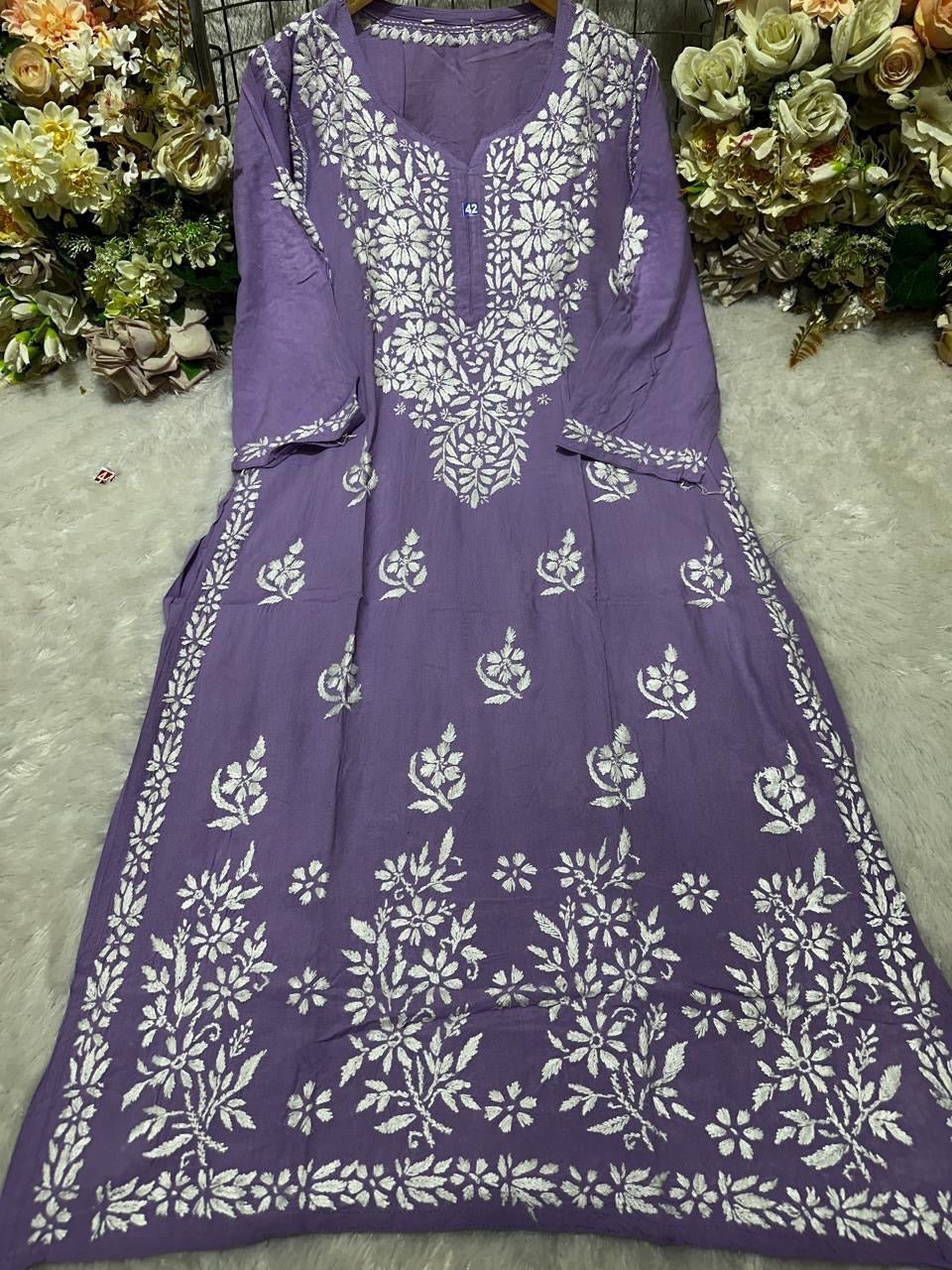 Rayon Fancy Heavy Bota Kurta - Chikankari official