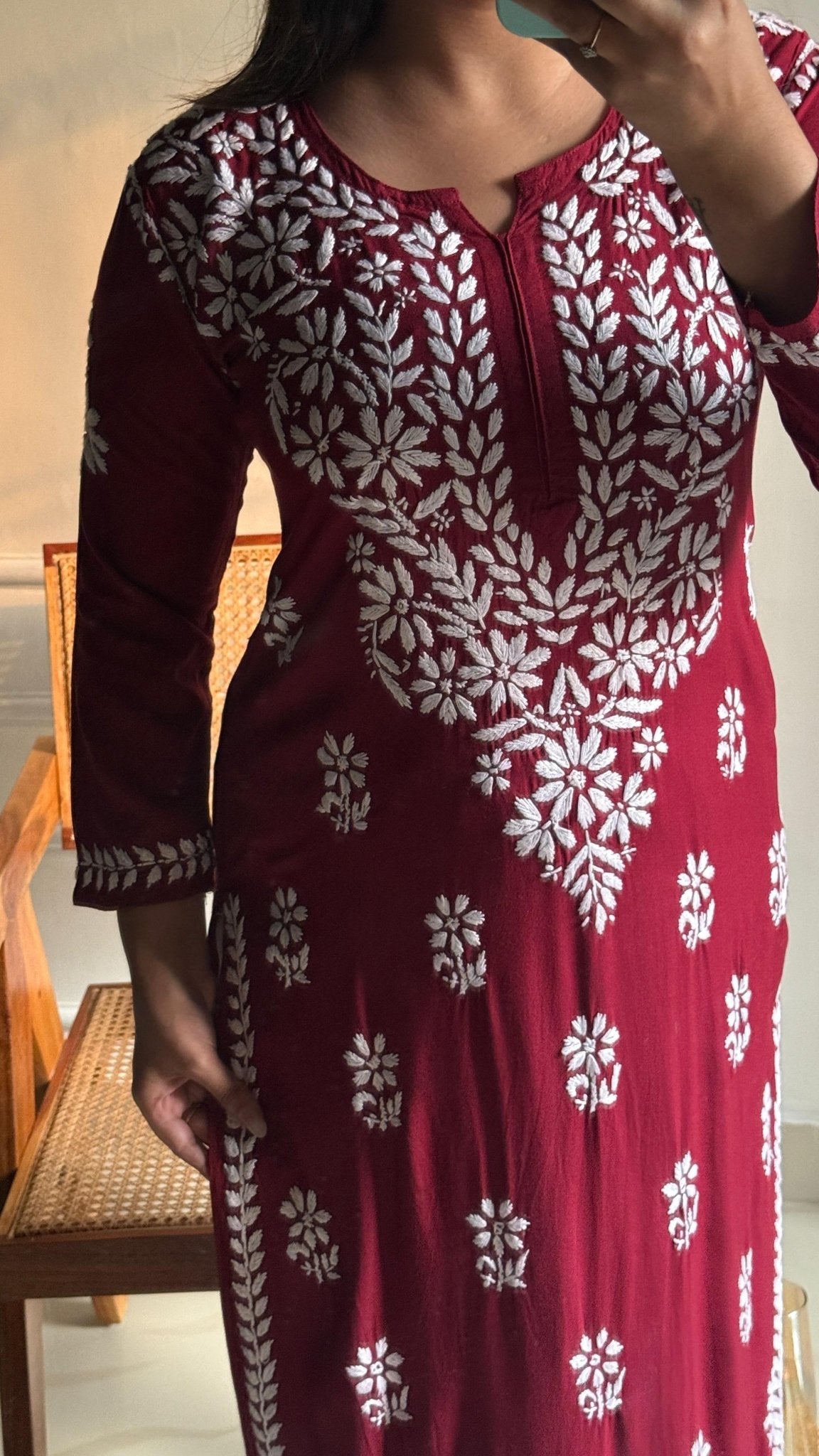 Rayon Fine Intricate Kurta - Chikankari official