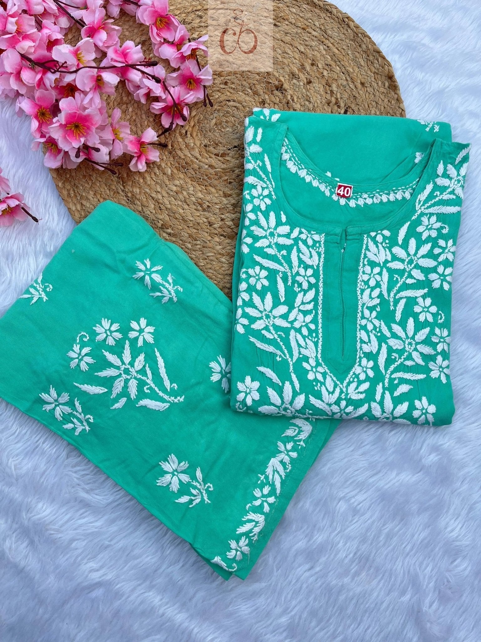 Rayon Finest work Plazzo combo - Chikankari official