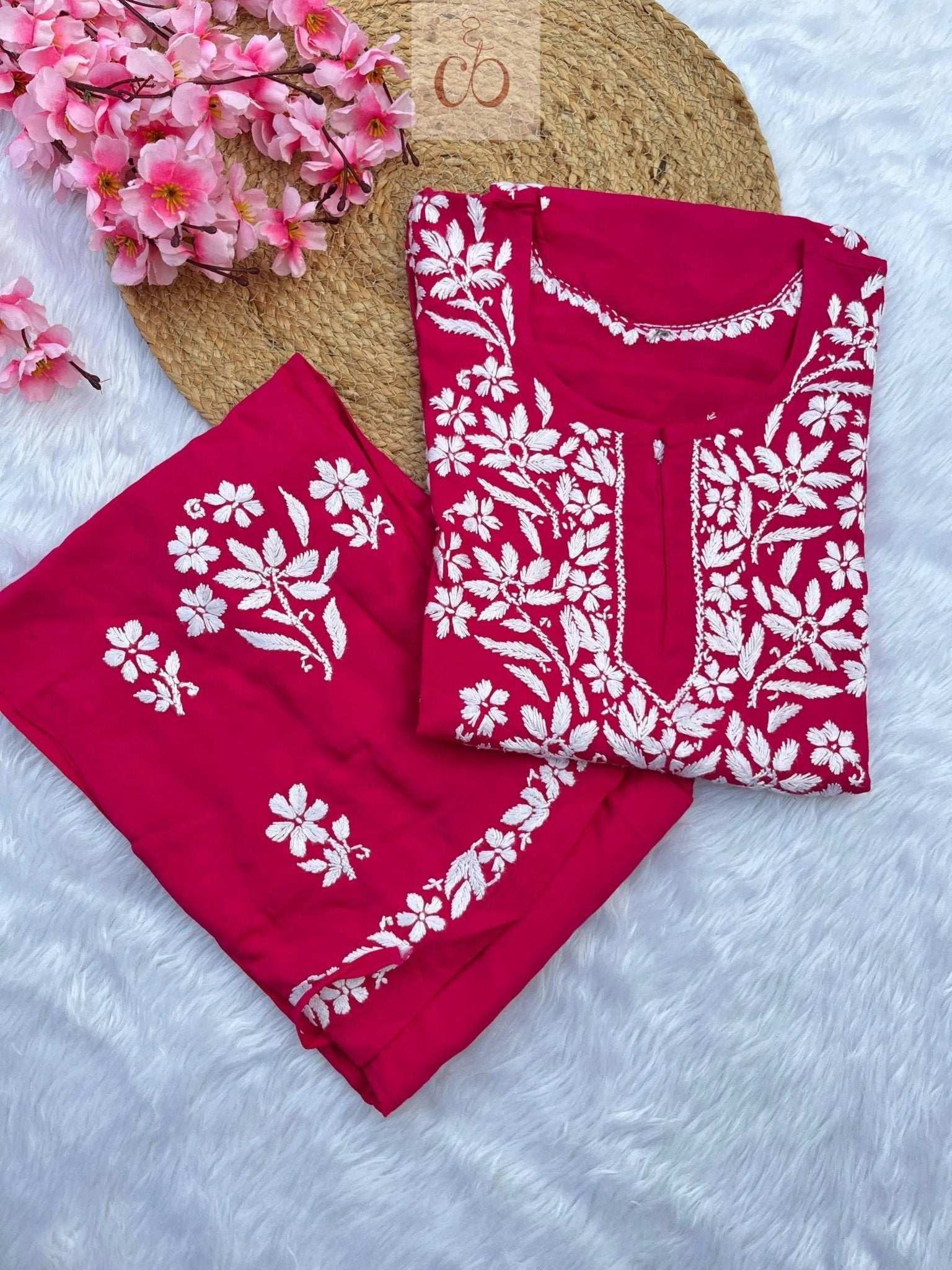 Rayon Finest work Plazzo combo - Chikankari official