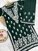 Rayon Flowered hand Embroidered Combo - Chikankari official