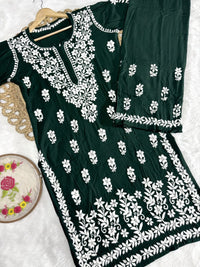 Rayon Flowered hand Embroidered Combo - Chikankari official
