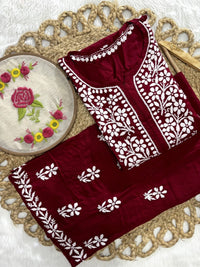Rayon Flowered hand Embroidered Combo - Chikankari official