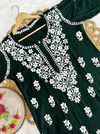 Rayon Flowered hand Embroidered Combo - Chikankari official