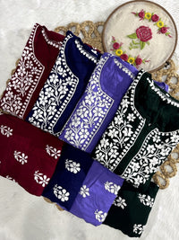 Rayon Flowered hand Embroidered Combo - Chikankari official