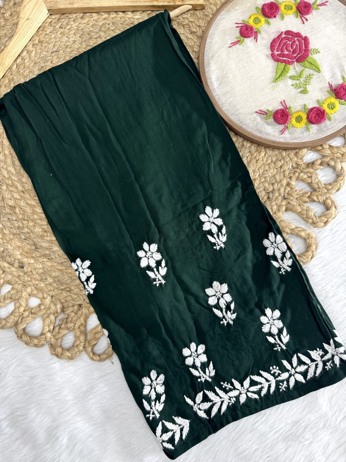 Rayon Flowered hand Embroidered Combo - Chikankari official
