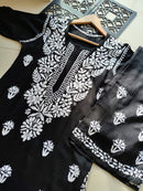 Rayon Flowers Embroidery Kurta and Plazzo - Chikankari official