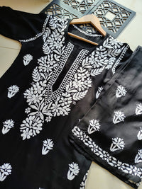Rayon Flowers Embroidery Kurta and Plazzo - Chikankari official