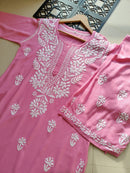 Rayon Flowers Embroidery Kurta and Plazzo - Chikankari official