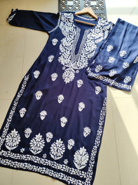 Rayon Flowers Embroidery Kurta and Plazzo - Chikankari official