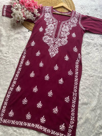 Rayon Gala Buti Chikankari Soft Kurti - Chikankari official