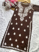 Rayon Gala Buti Chikankari Soft Kurti - Chikankari official