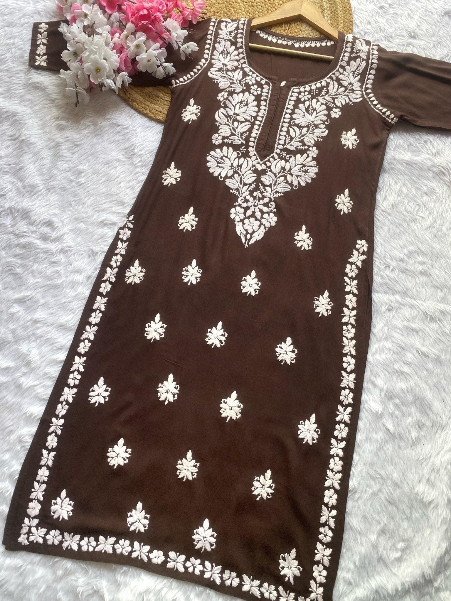 Rayon Gala Buti Chikankari Soft Kurti - Chikankari official