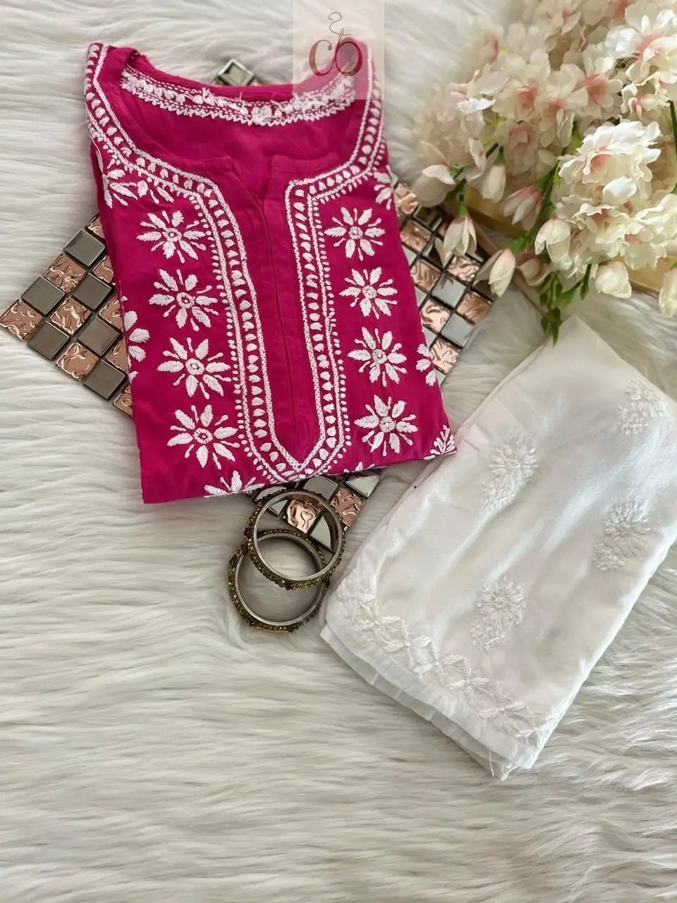 Rayon Ghaspatti Work Kurti - Chikankari official