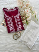 Rayon Ghaspatti Work Kurti - Chikankari official