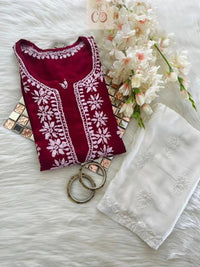 Rayon Ghaspatti Work Kurti - Chikankari official