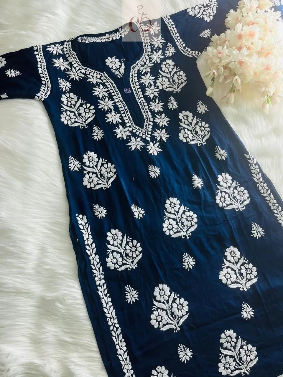Rayon Ghaspatti Work Kurti - Chikankari official